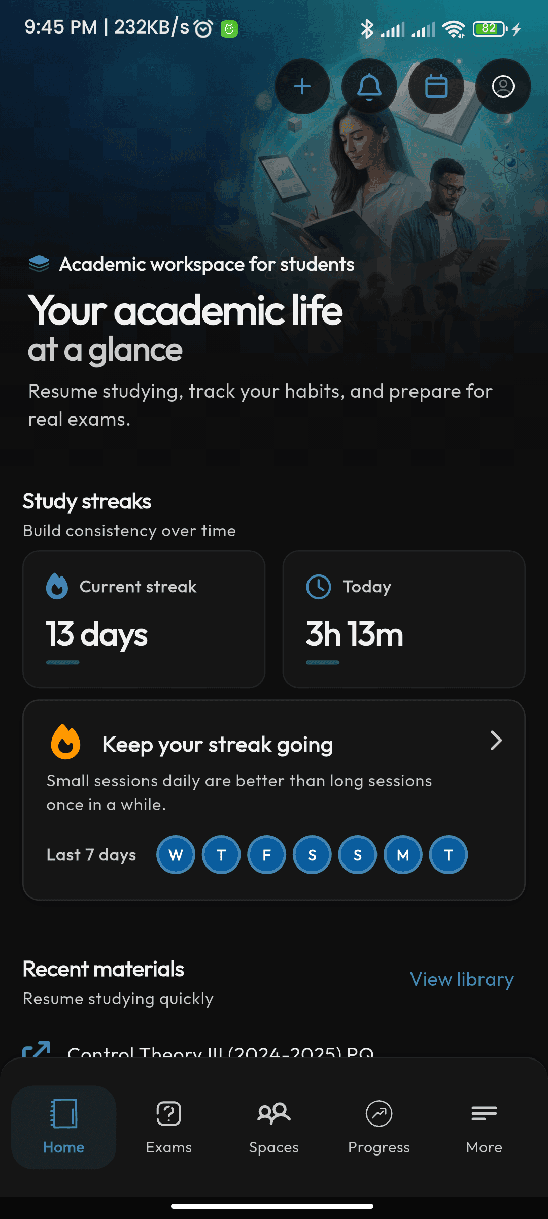 Screenshot from the app