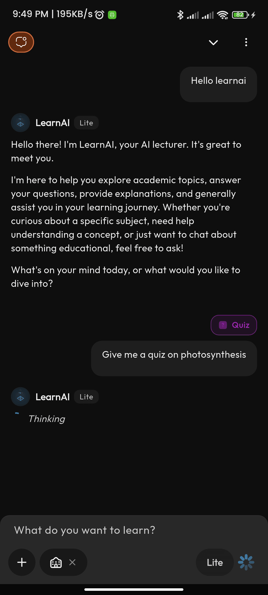 Screenshot from the app