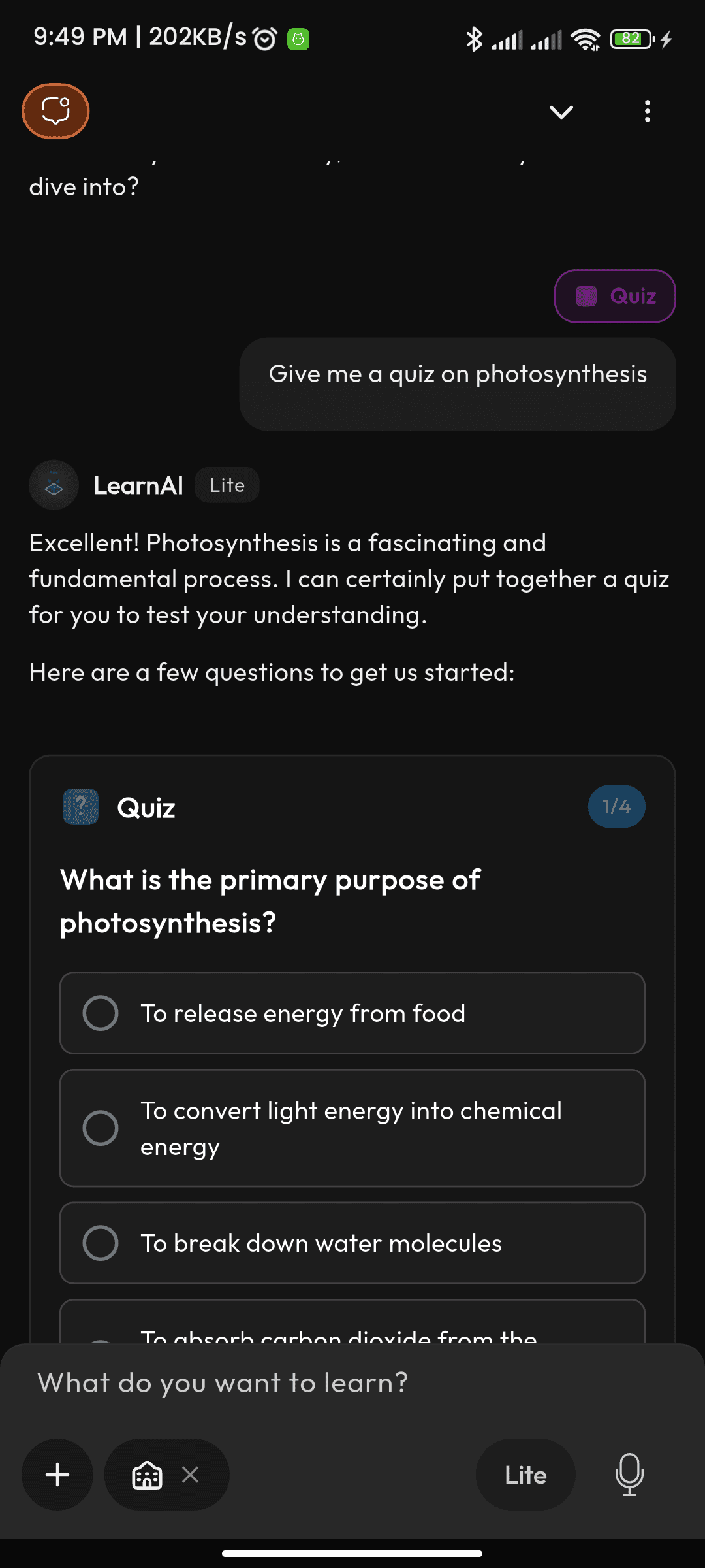 Screenshot from the app